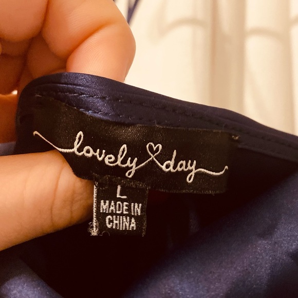 Satin blue slip dress ! Lovely Day, Size large but could fit medium as well! - Picture 3 of 4